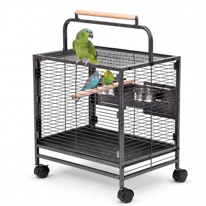 Advwin 28" Small Bird Cage Movable Bird Travel Cage with Wooden Perch Handle
