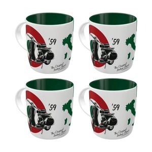 4x Nostalgic-art Ceramic Mug Classic Italian Vespa Scooter Design Retro 330ml
