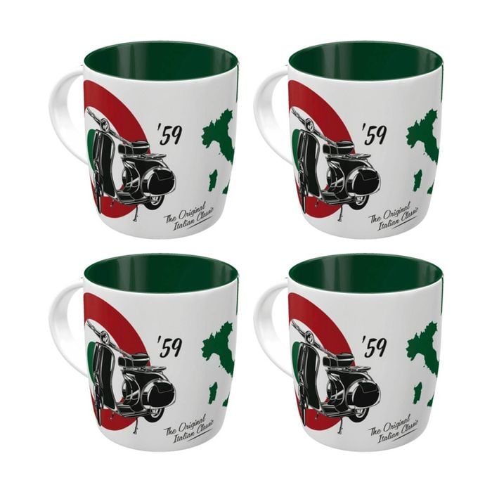 4x Nostalgic-art Ceramic Mug Classic Italian Vespa Scooter Design Retro 330ml