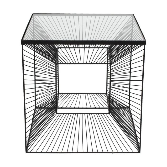 NF Living Cube-icle Side Table 45x45cm Metal & Mirror Glass Finish - Black