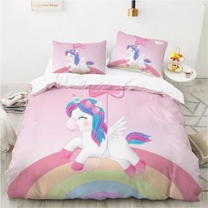 3D Pink Unicorn 358 Bed Pillowcases Quilt Queen Size