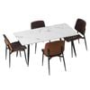 Oikiture 5PCS  Dining Set 120cm Rectangle Dining Table with Dining Chairs PU Walnut