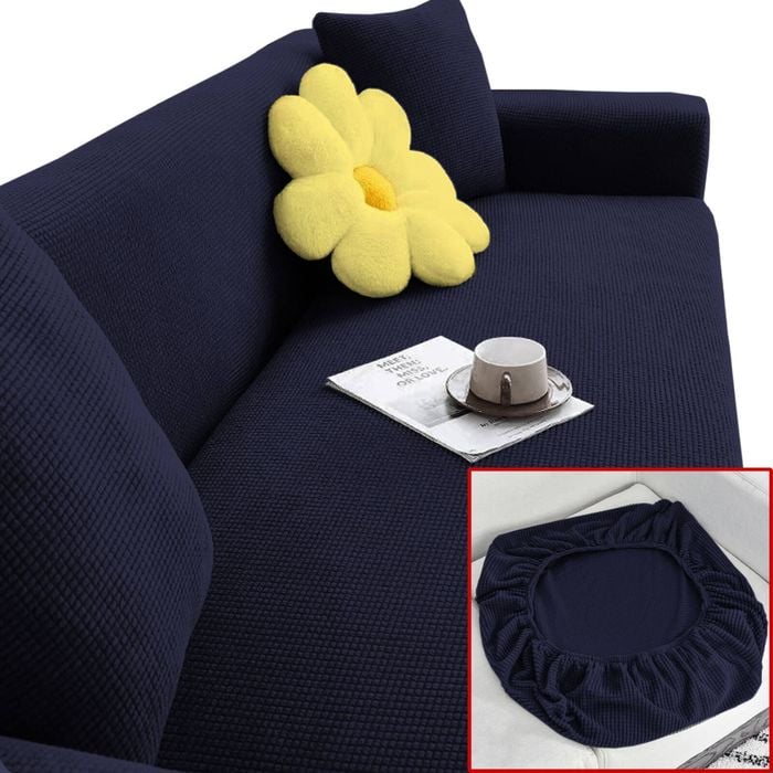 Salesbay Sofa Cushion Cover 3 Seater Lounge Stretch Slipcover Protector Blue