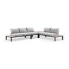 Nova Package D Outdoor Aluminium Modular Corner Lounge Charcoal & Textured Olefin Grey Cushions