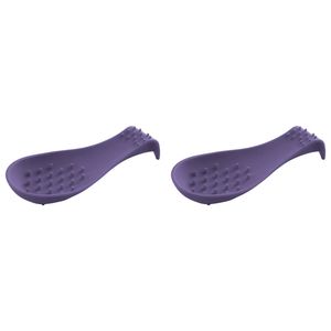 2PK Dexas Silicone Spoon Rest Cooking Utensil Holder - Purple