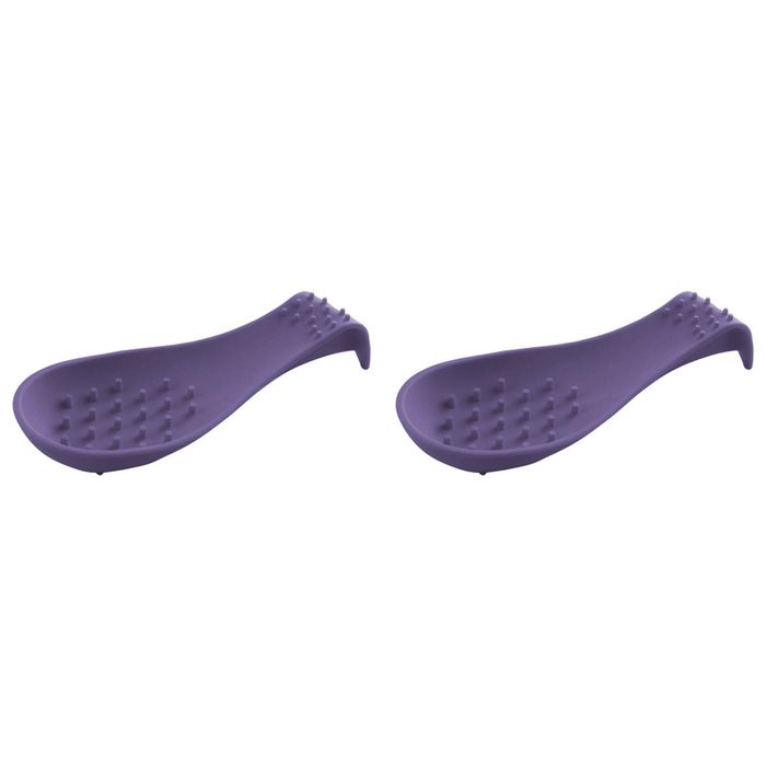 2PK Dexas Silicone Spoon Rest Cooking Utensil Holder - Purple