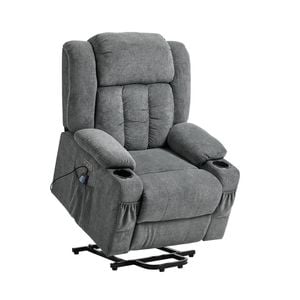 Oikiture Electric Lift Recliner Chair Heated Massage Armchair With 2 Charging Ports Grey