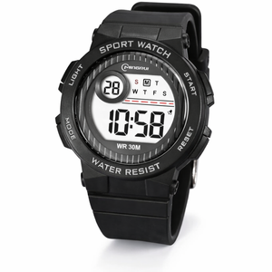 Kids Digital Sport Watch 30m Waterproof Wristwatch Stopwatch For Boys & Girls Black