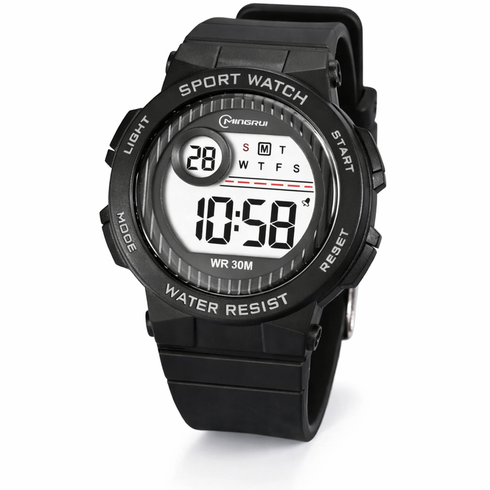 Kids Digital Sport Watch 30m Waterproof Wristwatch Stopwatch For Boys & Girls Black