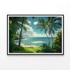 Beach with Palm Trees under Sky  Print 100% Australian Made 90x60cm  (Poster)