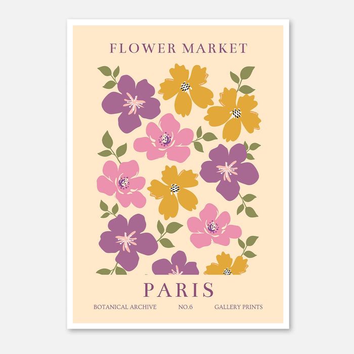 Galrie Vintage Floral Art Print from Paris Flower Market Botanical Archive No.6 Decor, Poster Only, A1 60 x 84cm (23 x 33inch)