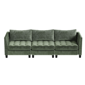 Ufurniture 3 Seater Sofa Chenille Modular Lounge Couch with Large Cushion Green