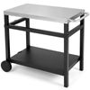 Costway Double-Shelf Grill Table 85x50cm Stainless Steel Top-Black