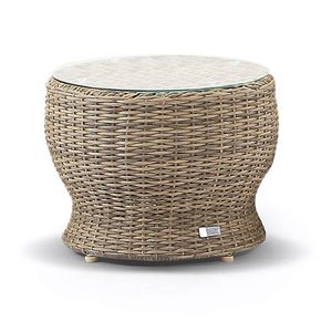 Newport Outdoor Wicker Round Side Table Brushed Wheat