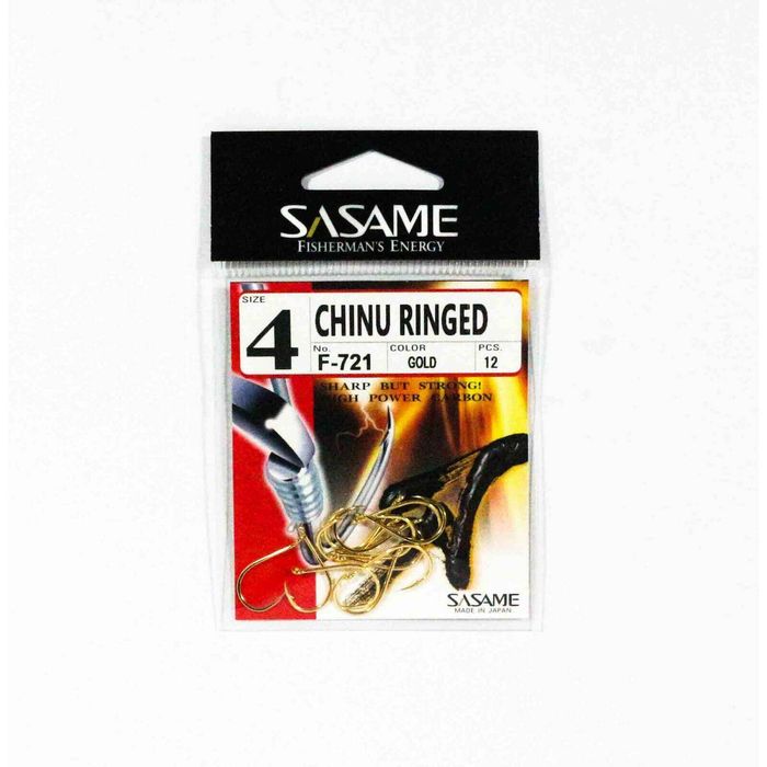 Sasame F721 Chinu Ringed Gold Colour Offset Fishing Hook 4