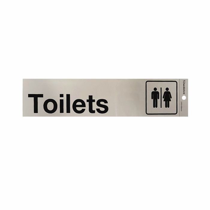 Sandleford  245 x 58mm Toilet Mens And Ladies Silver Self Adhesive Sign