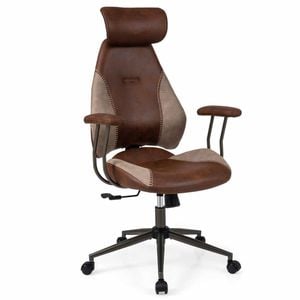 Costway Ergonomic Office Chair Suede Fabric Computer Desk Chair Brown