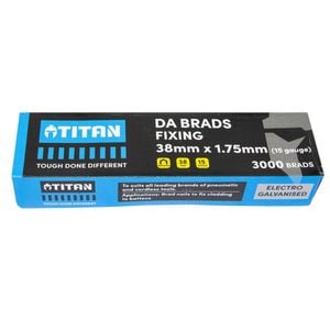 Titan 38x 1.75mm Electro Galvanised 34 Angled Collated Nail DA Brads - Pack 3000