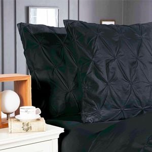 Fabric Fantastic Diamond Pintuck Premium Ultra Soft European Pillowcases 2-Pack - Black