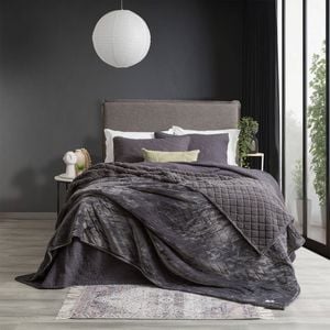 Renee Taylor Heston Queen/King Blanket 480GSM Velvet Sherpa Graphite