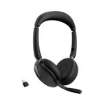 Jabra Evolve2 65 Flex MS Teams, Stereo Bluetooth Headset, Link380c USB-C Dongle, Foldable Design, 2Yr Warranty ANC