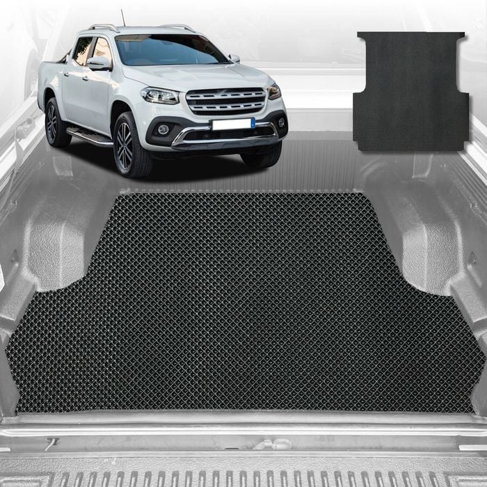 6D Diamond Ute Tub Mat for Mercedes-Benz X-Class Ute 2017-2021 (with spray on liner or no liner)-Black-Outback GT