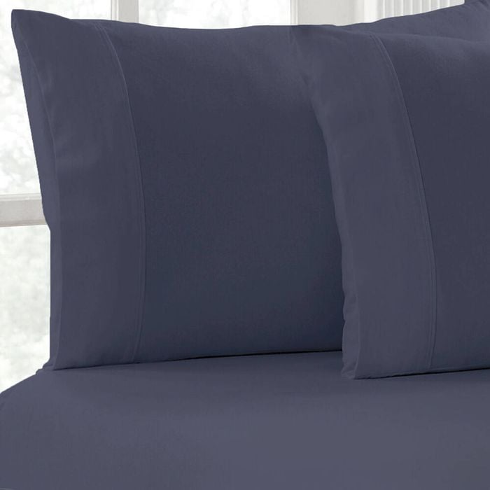 Park Avenue King Cotton Flannelette Fitted & Pillowcase Set - Ink