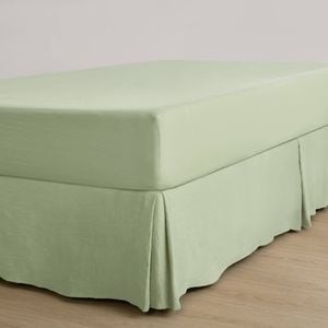 Dreamaker Superfine Washed Microfibre Pleated Valance Sage Green King Bed