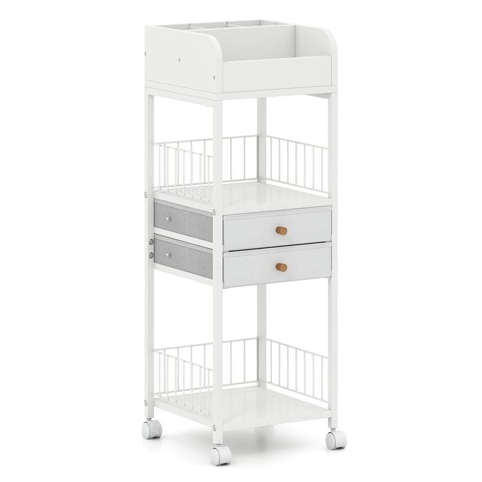 Costway Makeup Organizer Cart Skincare Trolley Drawers Cosmetics Display