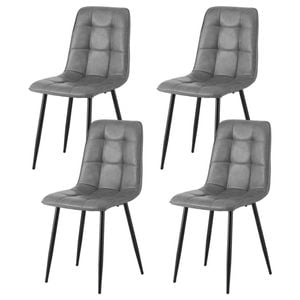 4x Artiss Dining Chairs Retro PU Leather Grey