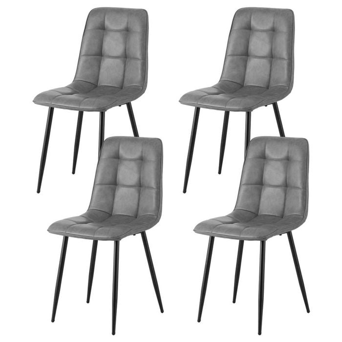 4x Artiss Dining Chairs Retro PU Leather Grey