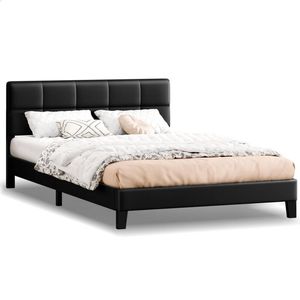 ALFORDSON Bed Frame Double Size Leather Black