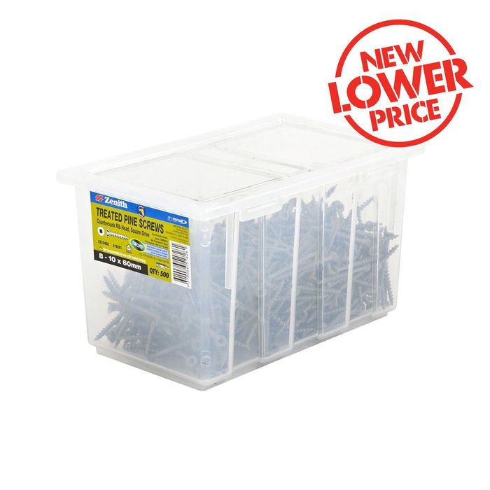 Zenith 8 - 10 x 60mm Tufcote Square Drive Treated Pine Screws - 500 Box