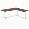 Desky Fixed Height Dark Walnut Rubberwood L-shape Office Desk 1800x1750mm White Frame