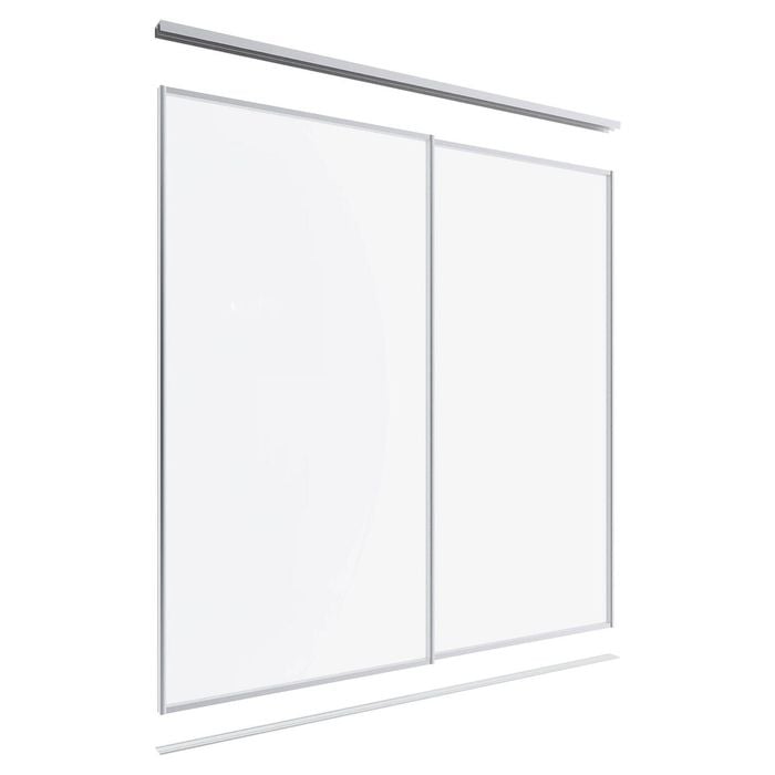 Lugna 2400 x 1801-2400mm Clear Anodised Optiglass Panels Wardrobe Double Sliding Doors