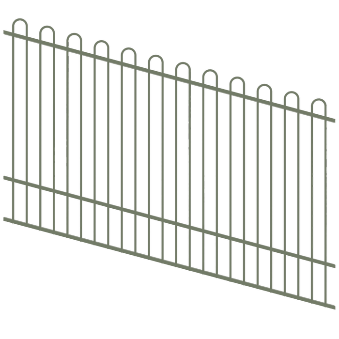 ProtectorAl 1201-2400W x 1200H Pale Eucalypt Loop Top Pool Fence Panel Raked Up to 15º