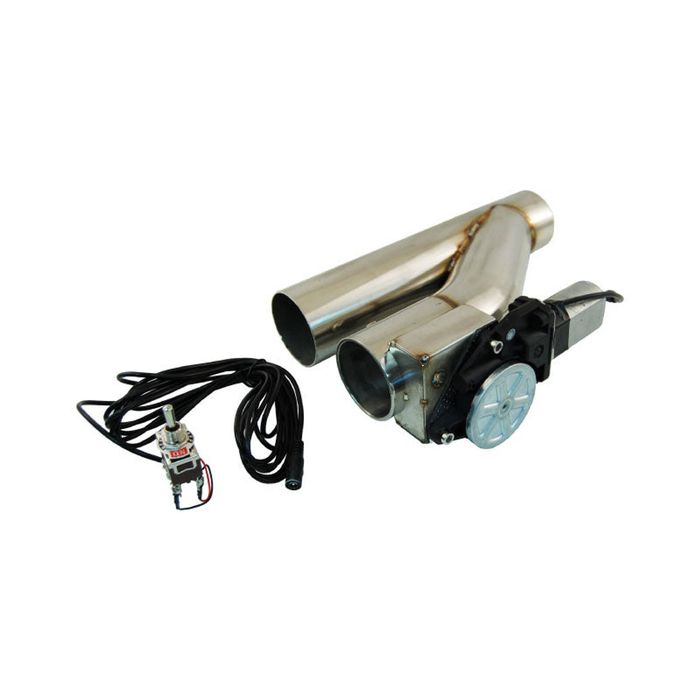 Calflow Electric Exhaust Cut-Out with Switch 2-1/2" - Stainless Steel