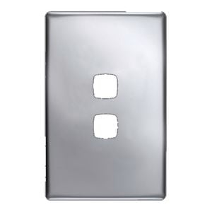 HPM Linea 2 Gang Coverplate Matt Silver