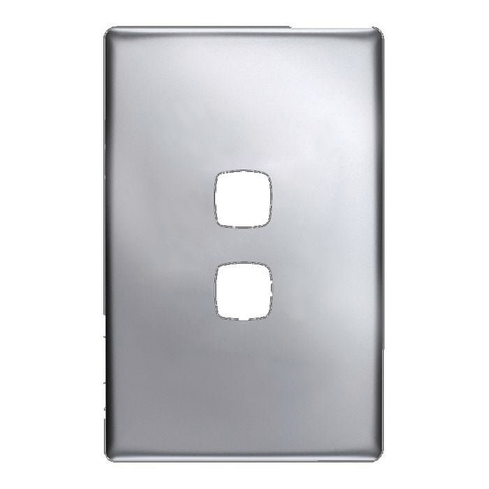 HPM Linea 2 Gang Coverplate Matt Silver