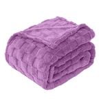 LINENOVA Coral Fleece Blanket Large Comfort Soft Queen Size - Lavender