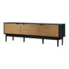 Oikiture Tv Cabinet Entertainment Unit Wood Slatted Facade Black 160cm