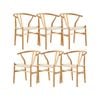 Anemone  Set of 6 Wishbone Dining Chair Beech Timber Replica Hans Wenger Natural