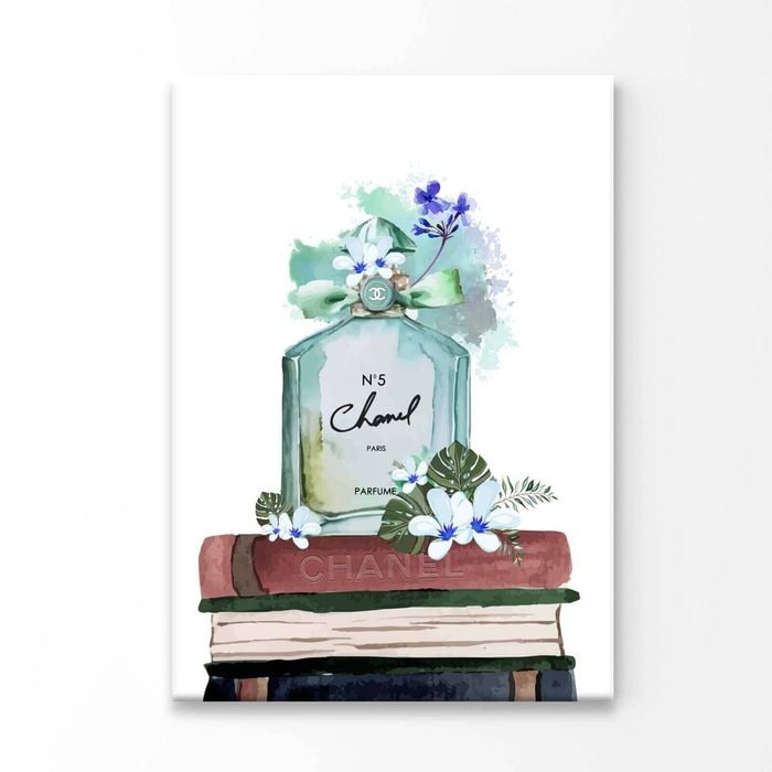 Green Color Perfume with Book Set Print 100% Australian Made 50x75cm (Stretched Canvas)