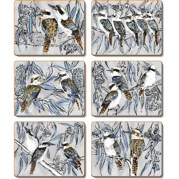 Cinnamon Coasters Cork Backed - Kookaburra Laugh