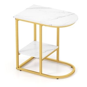 Costway C-shaped End Table Faux Marble Sofa Side Table