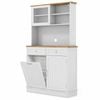 Costway Tilt Out Trash Cabinet w/Tall Cupboard 38L Hidden Garbage Holder
