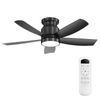 OAKORY 106cm Flush Mount Ceiling Fan Dimmable LED Remote Reversible DC Motor Black