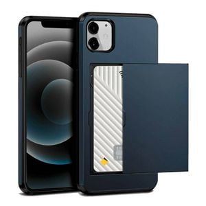 Hard Case Wallet Card Slot Cover - For Apple iPhone XR (Blue)