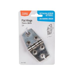 Taskmaster 75 x 38mm 316 Stainless Steel Flat Hinge - 2 Pack