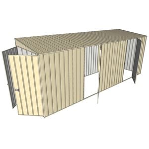Build-a-Shed 1.5 x 5.2 x 2m Dual Single Hinged Side Door Skillion Shed - Cream